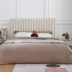 White Vertical Channel Tufted Headboard Bed Frame - French-Style Soft Upholstery & Clean Edge Bed For Your Bedroom Lumendat