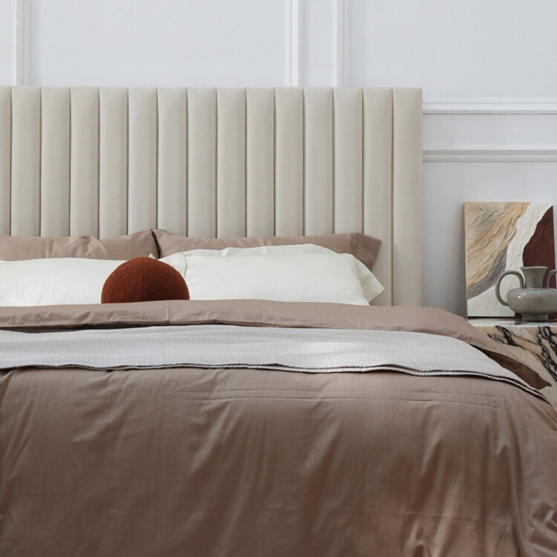 White Vertical Channel Tufted Headboard Bed Frame - French-Style Soft Upholstery & Clean Edge Bed For Your Bedroom Lumendat
