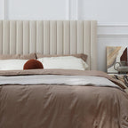 White Vertical Channel Tufted Headboard Bed Frame - French-Style Soft Upholstery & Clean Edge Bed For Your Bedroom Lumendat