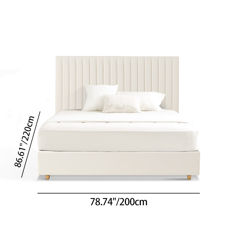White Vertical Channel Tufted Headboard Bed Frame - French-Style Soft Upholstery & Clean Edge Bed For Your Bedroom Lumendat