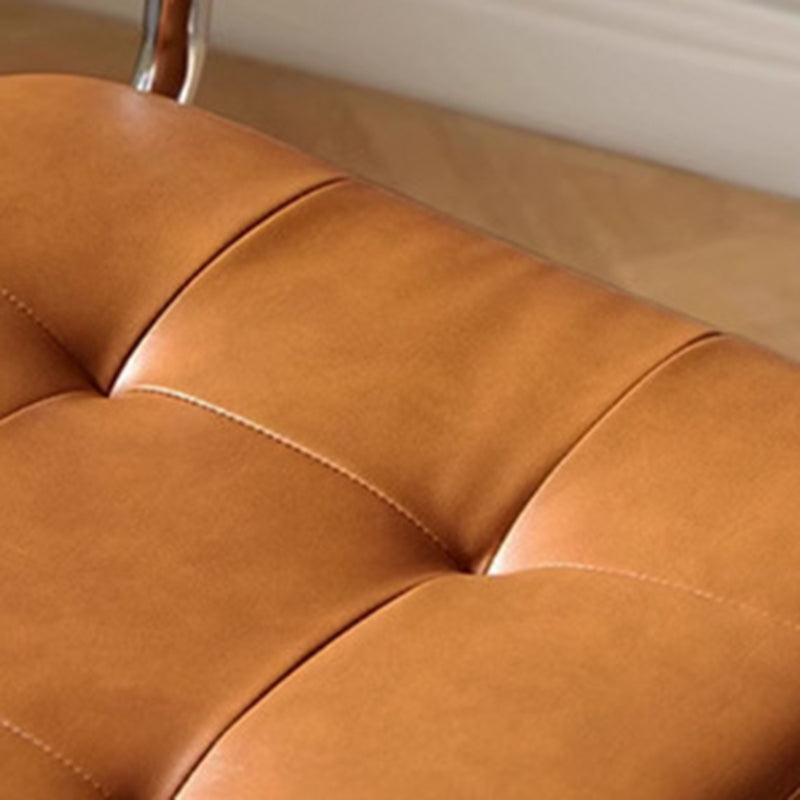 Modern Minimalist Rectangular Rattan Solid Wood Steel Oil-Waxed Leather Desk Chair Backrest Armrest For Home Office DFM-F