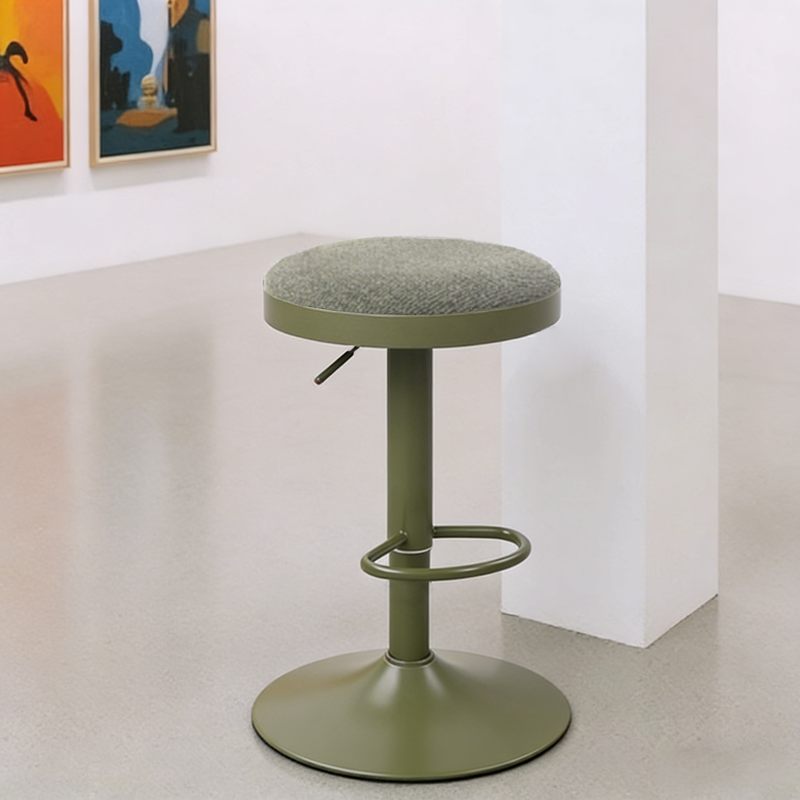 Modern Minimalist Carbon Steel Cotton-Linen Cylindrical Bar Stool Backless For Dining Room & Kitchen DFM-F