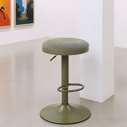 Modern Minimalist Carbon Steel Cotton-Linen Cylindrical Bar Stool Backless For Dining Room & Kitchen