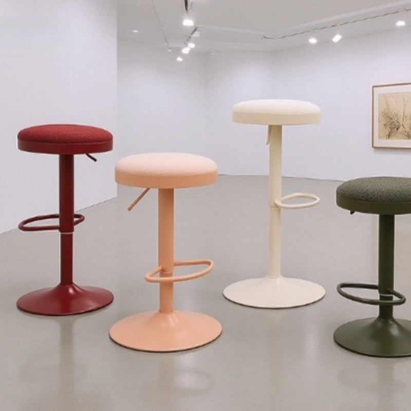 Modern Minimalist Carbon Steel Cotton-Linen Cylindrical Bar Stool Backless For Dining Room & Kitchen DFM-F