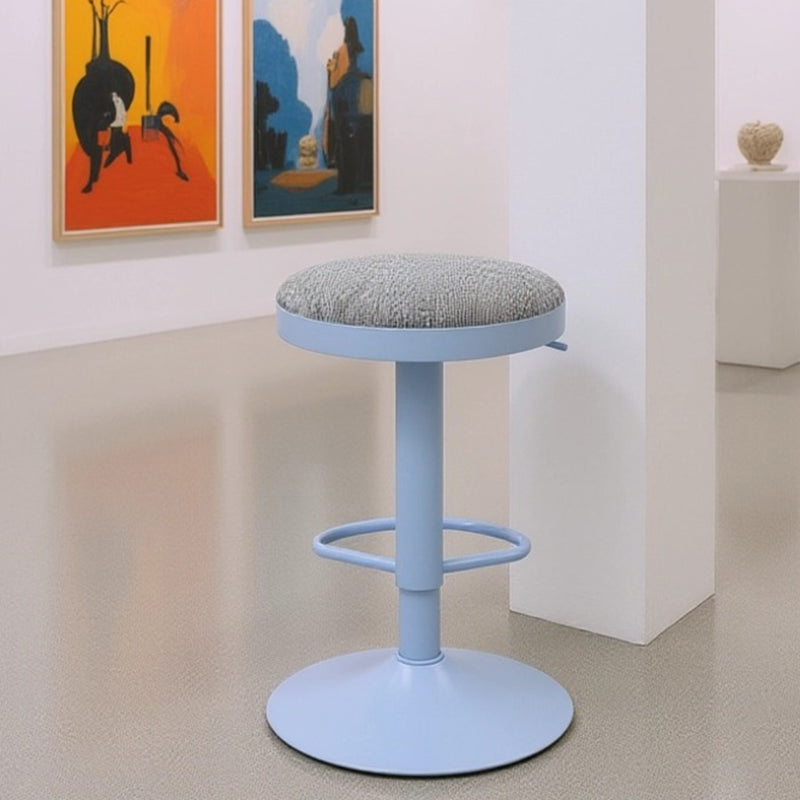 Modern Minimalist Carbon Steel Cotton-Linen Cylindrical Bar Stool Backless For Dining Room & Kitchen DFM-F