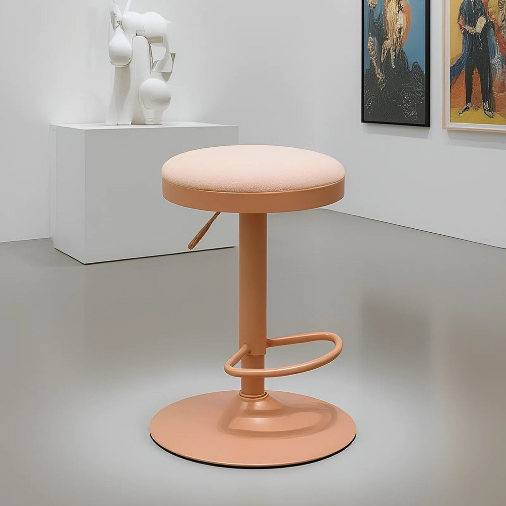 Modern Minimalist Carbon Steel Cotton-Linen Cylindrical Bar Stool Backless For Dining Room & Kitchen DFM-F