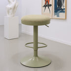 Modern Minimalist Carbon Steel Cotton-Linen Cylindrical Bar Stool Backless For Dining Room & Kitchen DFM-F