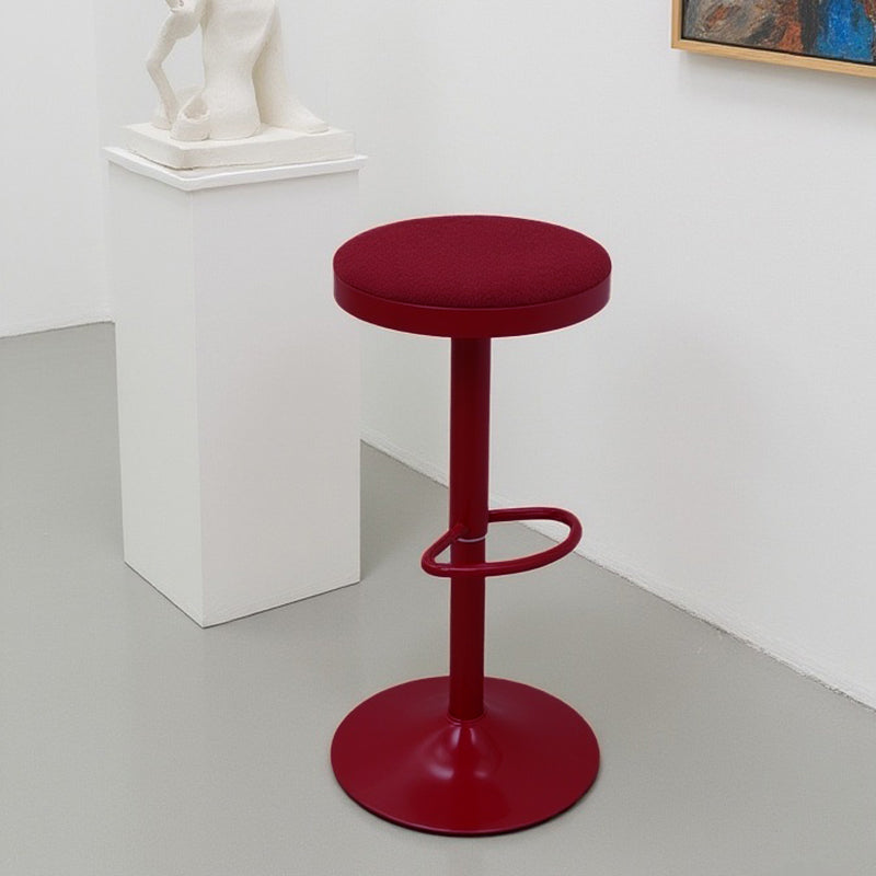 Modern Minimalist Carbon Steel Cotton-Linen Cylindrical Bar Stool Backless For Dining Room & Kitchen DFM-F