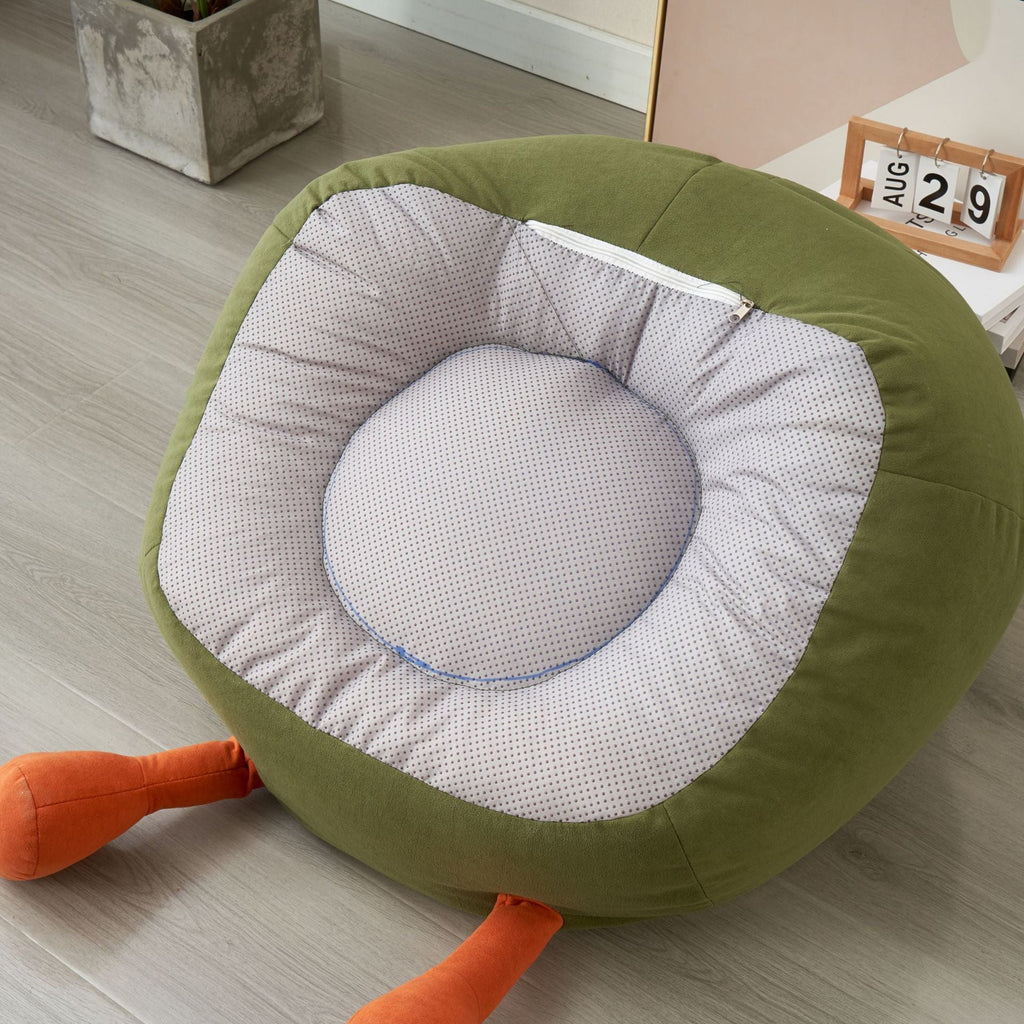 Lumendat Contemporary Creative Avocado-Shaped EPS Particles Fabric Kids Accent Chair Backrest Armrest For Living Room Lumendat
