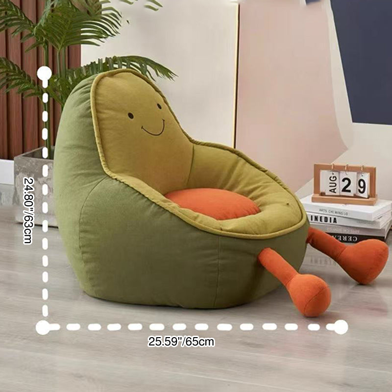 Lumendat Contemporary Creative Avocado-Shaped EPS Particles Fabric Kids Accent Chair Backrest Armrest For Living Room Lumendat
