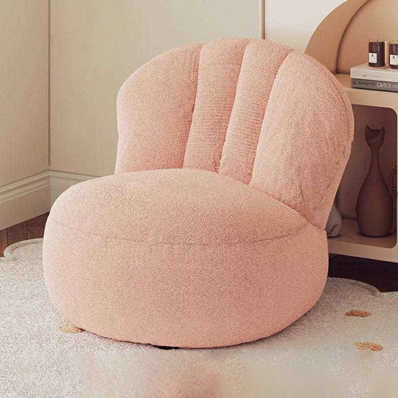 Lumendat Contemporary Nordic Curved Lambswool Cotton-Linen EPS Particles Accent Chair Backrest Armless For Living Room Lumendat