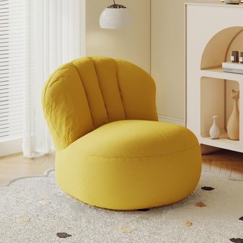 Lumendat Contemporary Nordic Curved Lambswool Cotton-Linen EPS Particles Accent Chair Backrest Armless For Living Room Lumendat