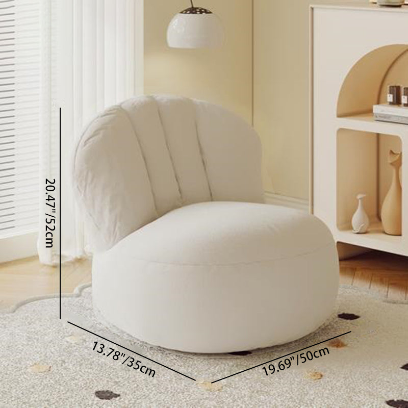 Lumendat Contemporary Nordic Curved Lambswool Cotton-Linen EPS Particles Accent Chair Backrest Armless For Living Room Lumendat