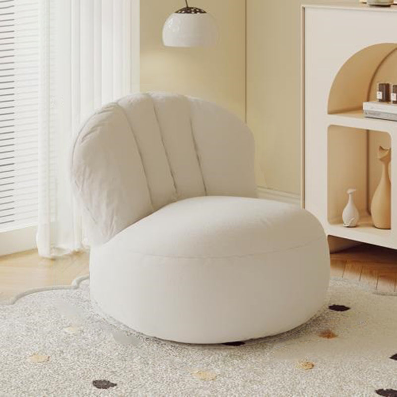 Lumendat Contemporary Nordic Curved Lambswool Cotton-Linen EPS Particles Accent Chair Backrest Armless For Living Room Lumendat