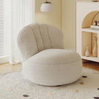 Lumendat Contemporary Nordic Curved Lambswool Cotton-Linen EPS Particles Accent Chair Backrest Armless For Living Room Lumendat