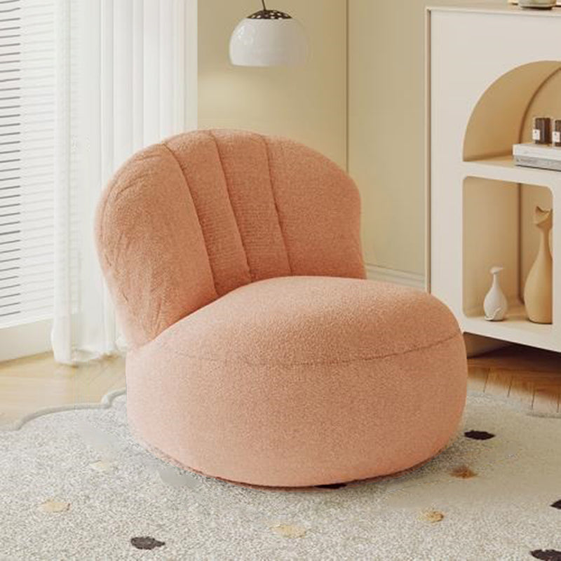 Lumendat Contemporary Nordic Curved Lambswool Cotton-Linen EPS Particles Accent Chair Backrest Armless For Living Room Lumendat
