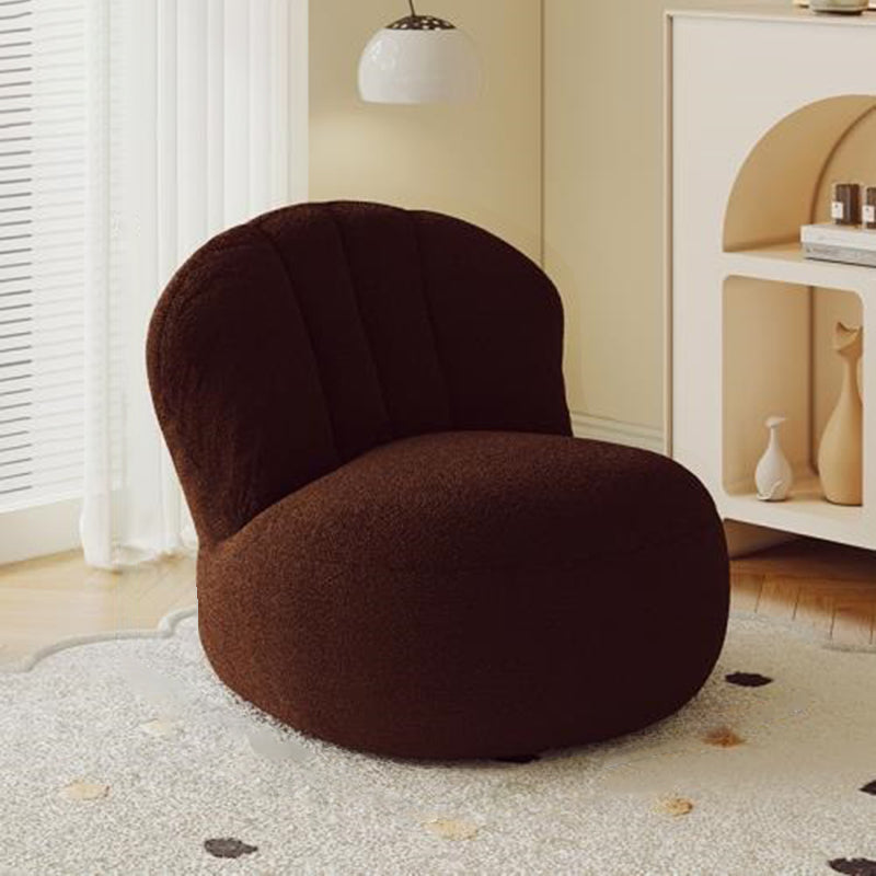 Lumendat Contemporary Nordic Curved Lambswool Cotton-Linen EPS Particles Accent Chair Backrest Armless For Living Room Lumendat