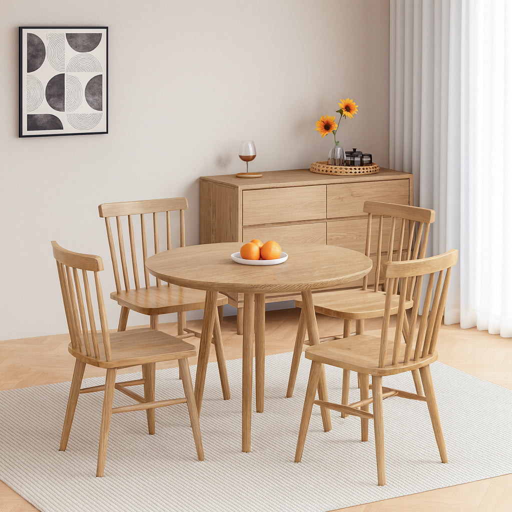 Contemporary Nordic North American Ash Wood Dining Chair - Rectangular Back Chairs For Dining Room & Kitchen Lumendat