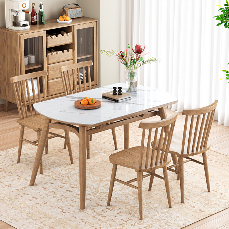Contemporary Nordic North American Ash Wood Dining Chair - Rectangular Back Chairs For Dining Room & Kitchen Lumendat