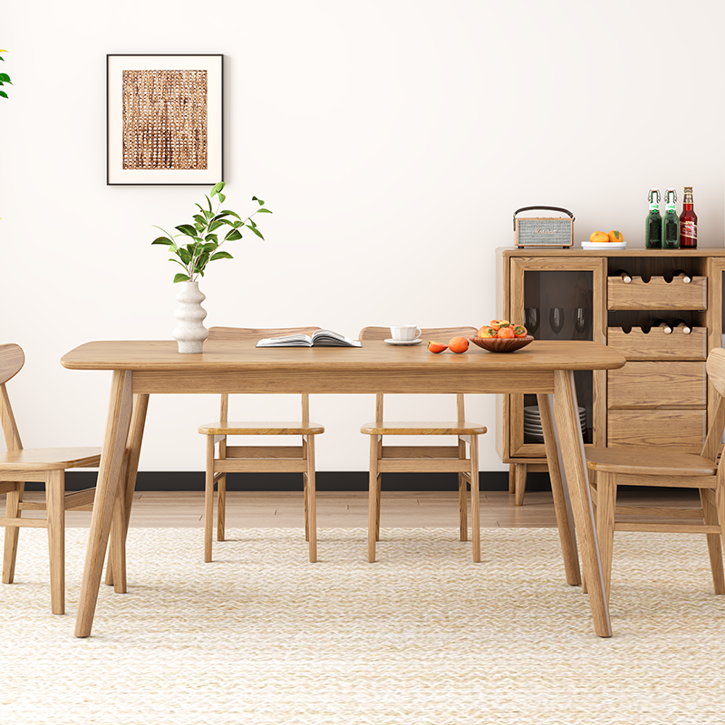 Contemporary Nordic North American Ash Wood Dining Chair - Elliptical Rectangular Back Chairs For Dining Room & Kitchen Lumendat