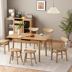 Contemporary Nordic North American Ash Wood Dining Chair - Elliptical Rectangular Back Chairs For Dining Room & Kitchen Lumendat