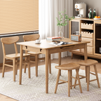 Contemporary Nordic North American Ash Wood Dining Chair - Elliptical Rectangular Back Chairs For Dining Room & Kitchen Lumendat