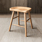 Contemporary Nordic North American Ash Wood Saddle Seat Dining Chair - Curved Wooden Chairs For Dining Room & Kitchen Lumendat