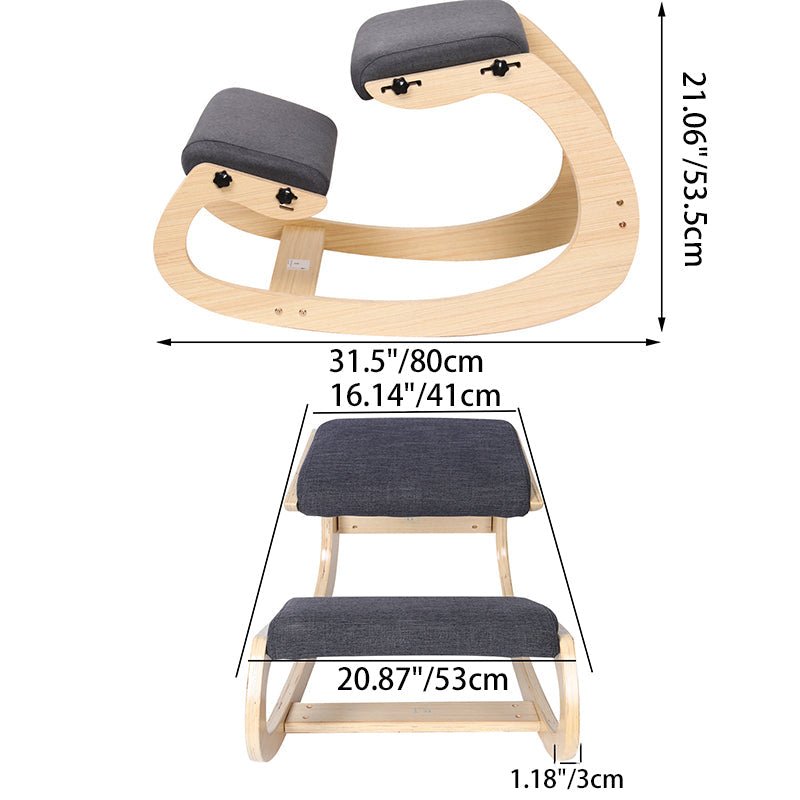 Modern Minimalist Curved Kids Solid Wood Cotton-Linen Correction Chair Desk Chair Armless Backless For Home Office DFM-F