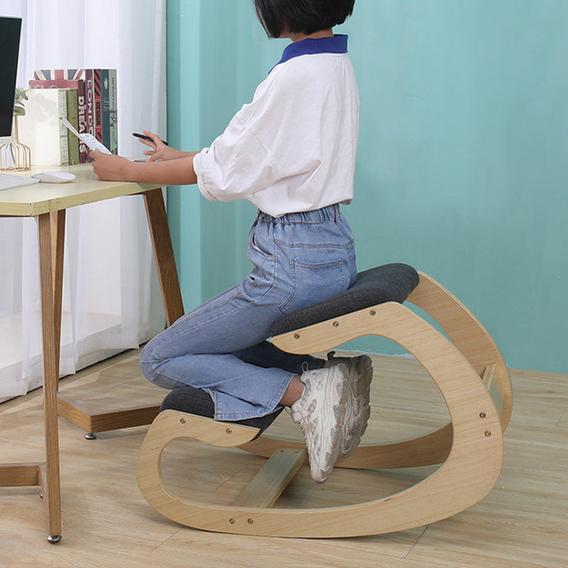 Modern Minimalist Curved Kids Solid Wood Cotton-Linen Correction Chair Desk Chair Armless Backless For Home Office DFM-F