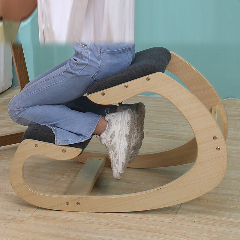 Modern Minimalist Curved Kids Solid Wood Cotton-Linen Correction Chair Desk Chair Armless Backless For Home Office DFM-F