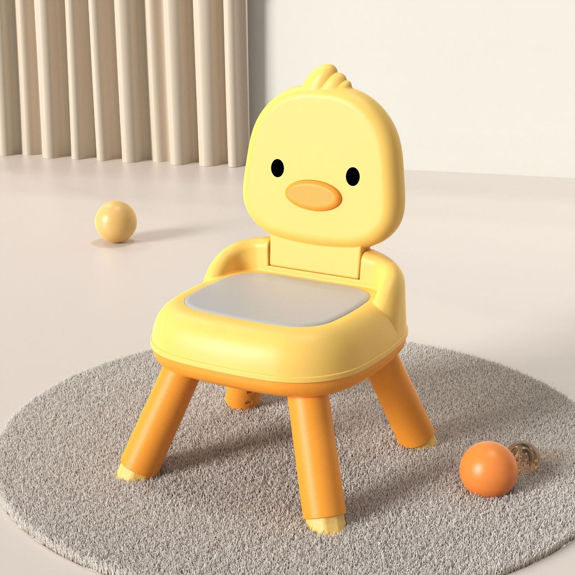 Lumendat Contemporary Creative Round Duck-Shaped PP TPE PU Leather PVC Height-Adjustable Kids Dining Chair Backrest Armless For Dining Room & Kitchen Lumendat