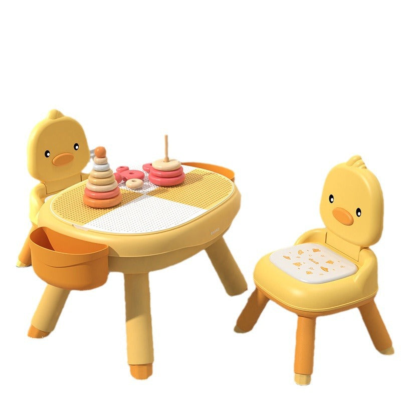 Lumendat Contemporary Creative Round Duck-Shaped PP TPE PU Leather PVC Height-Adjustable Kids Dining Chair Backrest Armless For Dining Room & Kitchen Lumendat