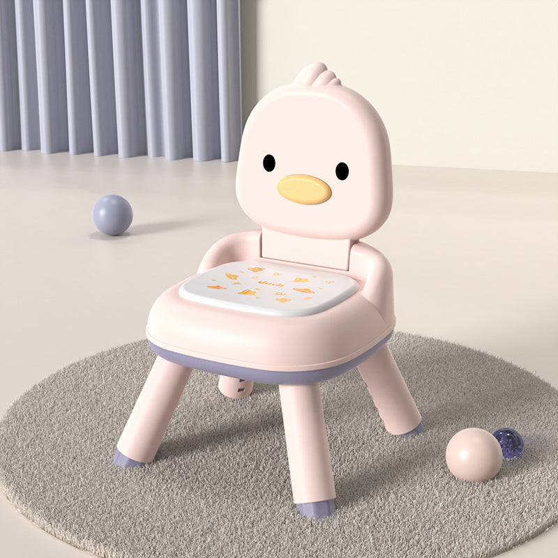 Lumendat Contemporary Creative Round Duck-Shaped PP TPE PU Leather PVC Height-Adjustable Kids Dining Chair Backrest Armless For Dining Room & Kitchen Lumendat