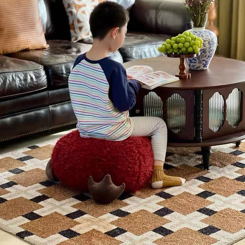 Lumendat Contemporary Creative Cylindrical Round EPP Particle Short Fleece Kid Low Stool Backless Armless For Living Room Lumendat