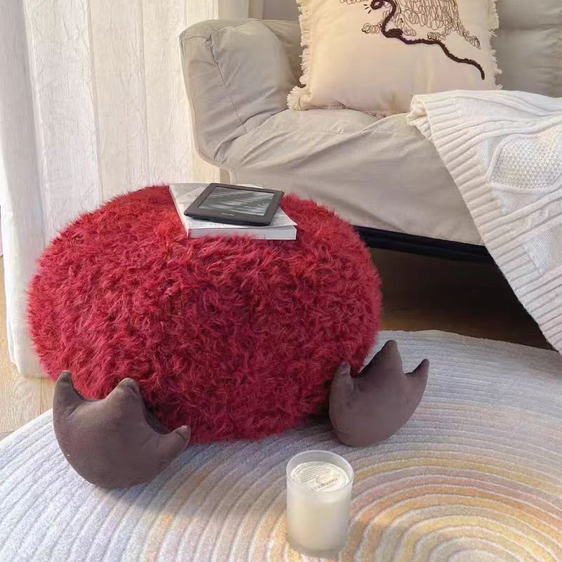 Lumendat Contemporary Creative Cylindrical Round EPP Particle Short Fleece Kid Low Stool Backless Armless For Living Room Lumendat