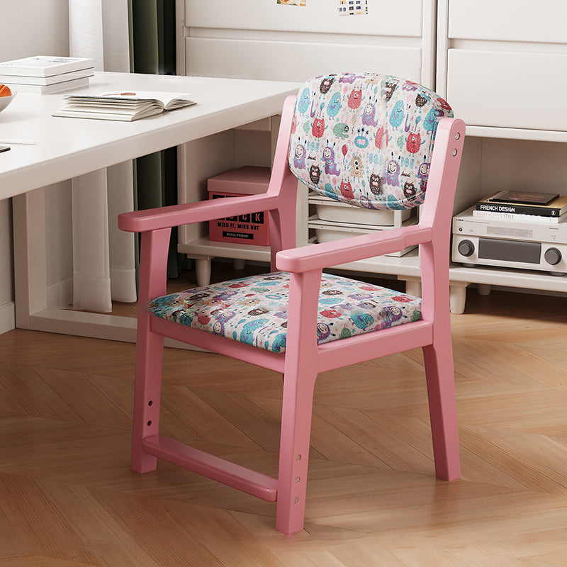 Contemporary Creative Rectangular Kid Cartoon Cotton-Linen Rubberwood Multi-Layer Plywood Desk Chair Height Adjustment Backrest Armrest For Home Office DFM-F