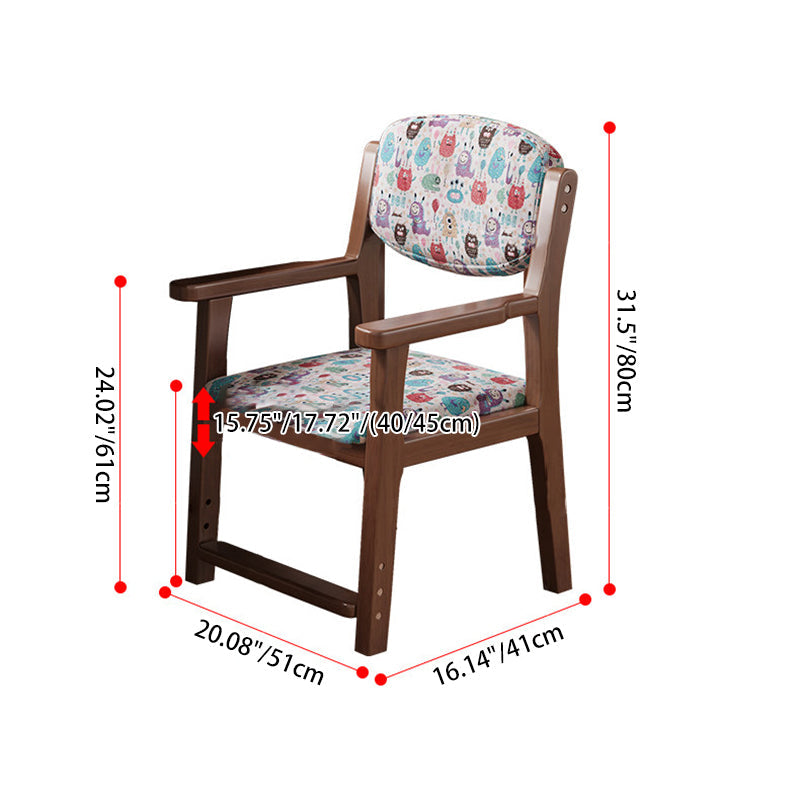 Contemporary Creative Rectangular Kid Cartoon Cotton-Linen Rubberwood Multi-Layer Plywood Desk Chair Height Adjustment Backrest Armrest For Home Office DFM-F