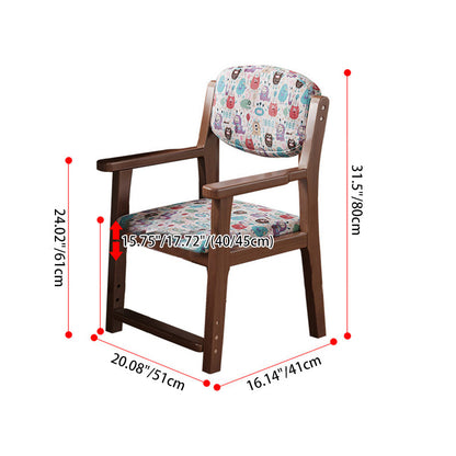 Contemporary Creative Rectangular Kid Cartoon Cotton-Linen Rubberwood Multi-Layer Plywood Desk Chair Height Adjustment Backrest Armrest For Home Office