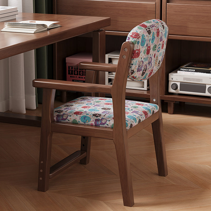 Contemporary Creative Rectangular Kid Cartoon Cotton-Linen Rubberwood Multi-Layer Plywood Desk Chair Height Adjustment Backrest Armrest For Home Office DFM-F
