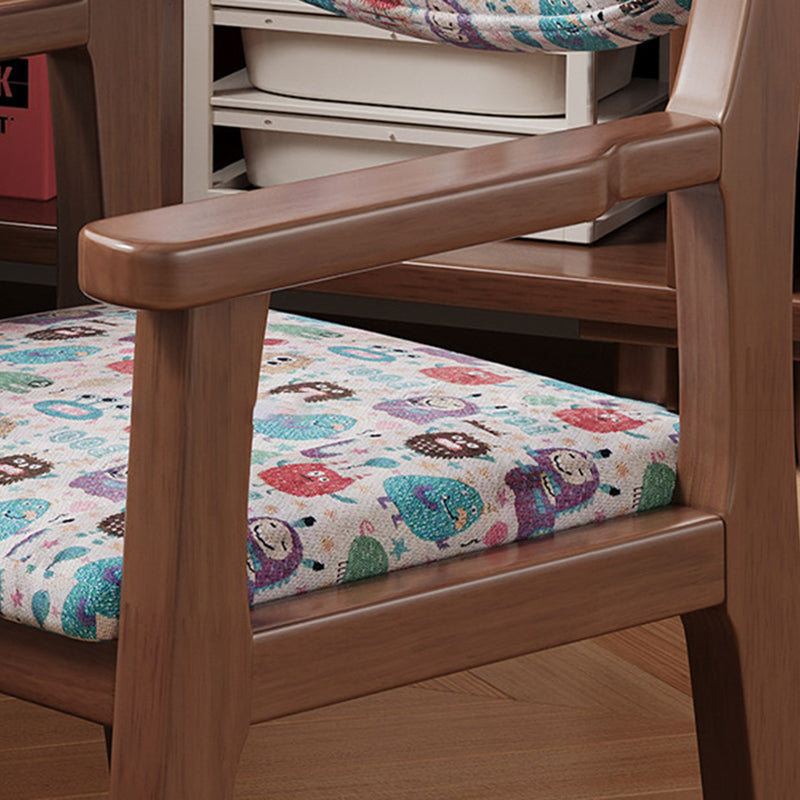 Contemporary Creative Rectangular Kid Cartoon Cotton-Linen Rubberwood Multi-Layer Plywood Desk Chair Height Adjustment Backrest Armrest For Home Office DFM-F