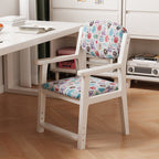 Contemporary Creative Rectangular Kid Cartoon Cotton-Linen Rubberwood Multi-Layer Plywood Desk Chair Height Adjustment Backrest Armrest For Home Office DFM-F