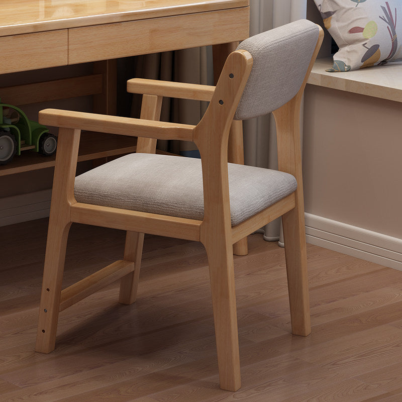 Lumendat Contemporary Nordic Rectangular Linen-Cotton Rubberwood Multi-Layer Plywood Height-Adjustable Kid Desk Chair Backrest Armrest For Home Office Lumendat