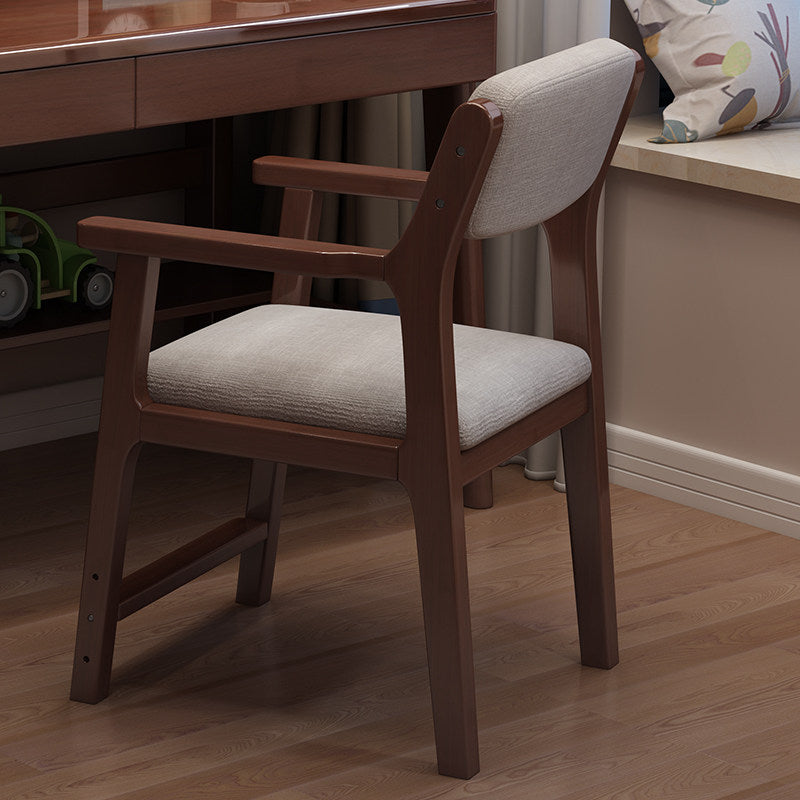 Lumendat Contemporary Nordic Rectangular Linen-Cotton Rubberwood Multi-Layer Plywood Height-Adjustable Kid Desk Chair Backrest Armrest For Home Office Lumendat