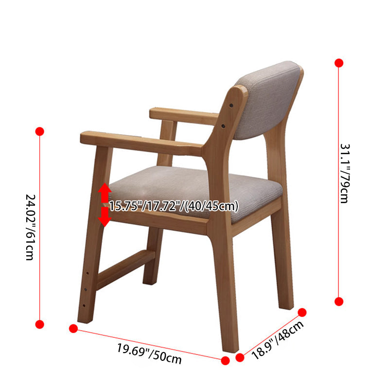 Lumendat Contemporary Nordic Rectangular Linen-Cotton Rubberwood Multi-Layer Plywood Height-Adjustable Kid Desk Chair Backrest Armrest For Home Office Lumendat