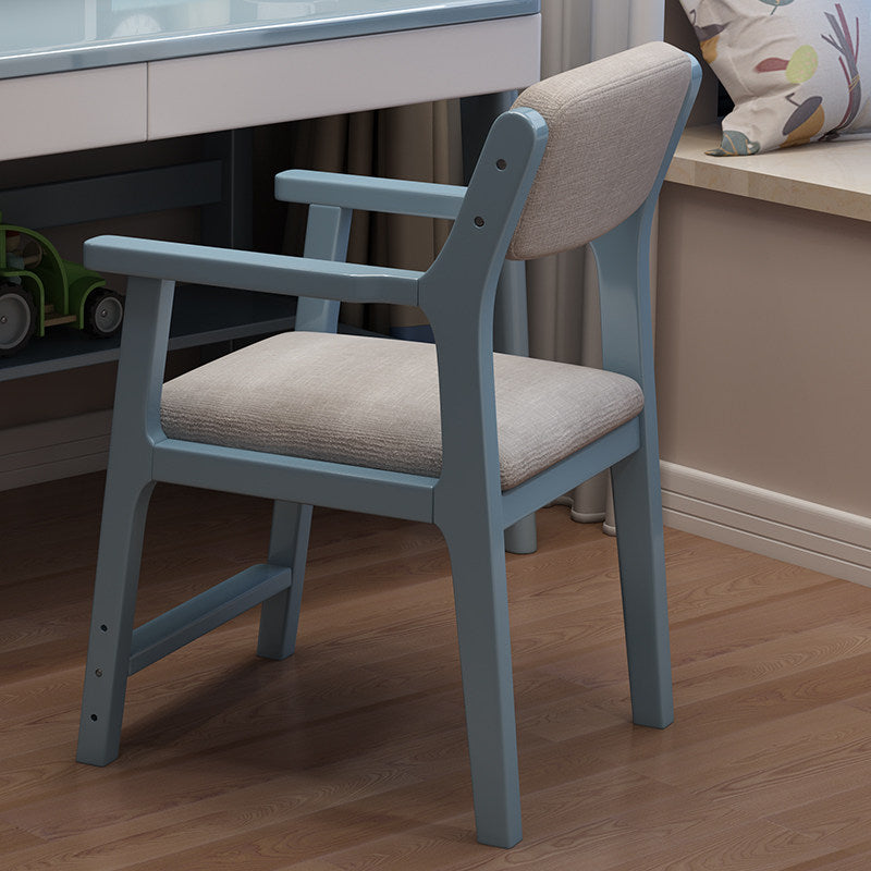 Lumendat Contemporary Nordic Rectangular Linen-Cotton Rubberwood Multi-Layer Plywood Height-Adjustable Kid Desk Chair Backrest Armrest For Home Office Lumendat