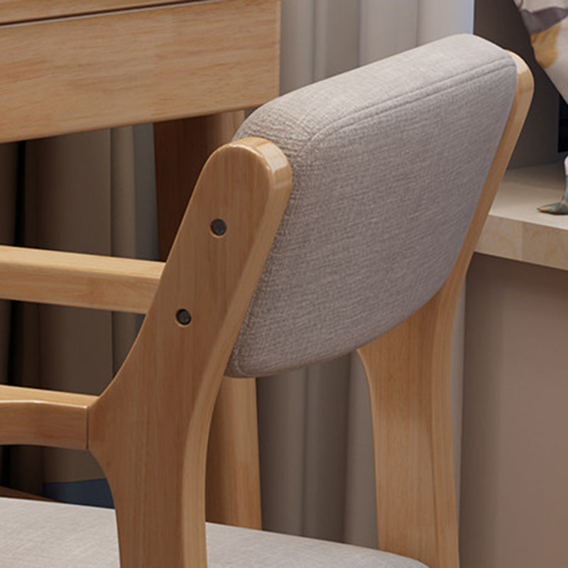 Lumendat Contemporary Nordic Rectangular Linen-Cotton Rubberwood Multi-Layer Plywood Height-Adjustable Kid Desk Chair Backrest Armrest For Home Office Lumendat