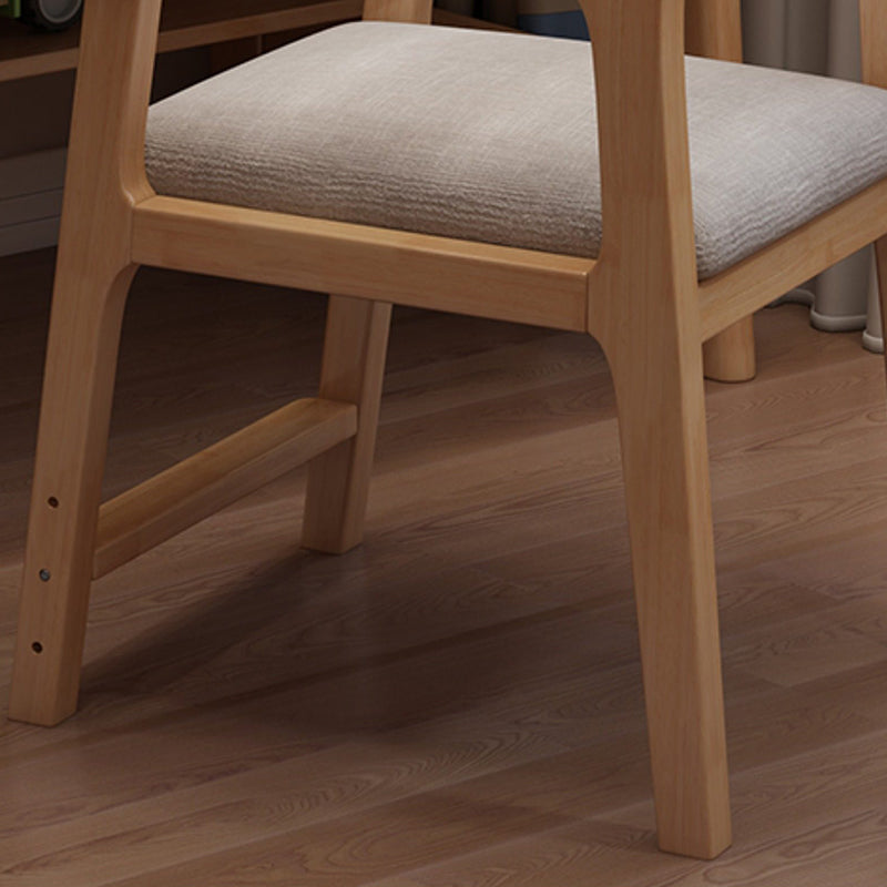 Lumendat Contemporary Nordic Rectangular Linen-Cotton Rubberwood Multi-Layer Plywood Height-Adjustable Kid Desk Chair Backrest Armrest For Home Office Lumendat