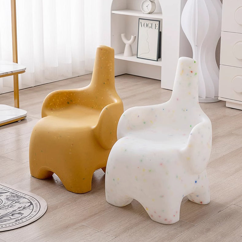 Lumendat Contemporary Creative Curved Elephant Design Kids PE Dining Chair Backrest Armrest For Dining Room & Kitchen Lumendat