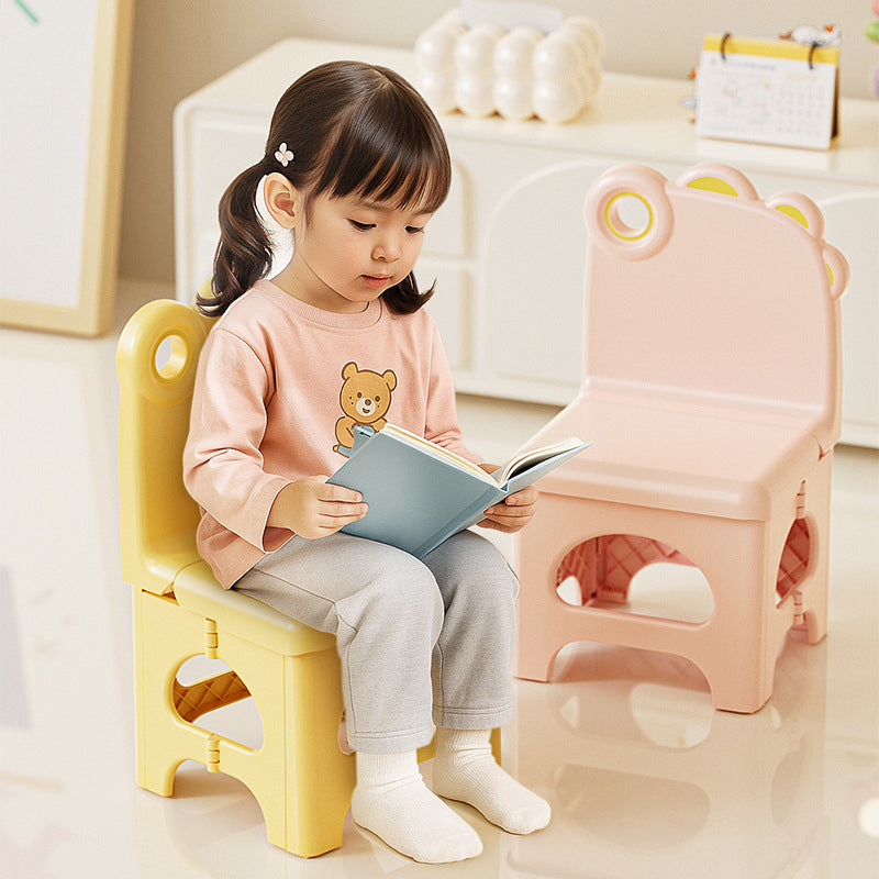 Lumendat Contemporary Creative Curved Mini Dinosaur Design PP Foldable Kids Dining Chair Backrest Armless For Dining Room & Kitchen Lumendat
