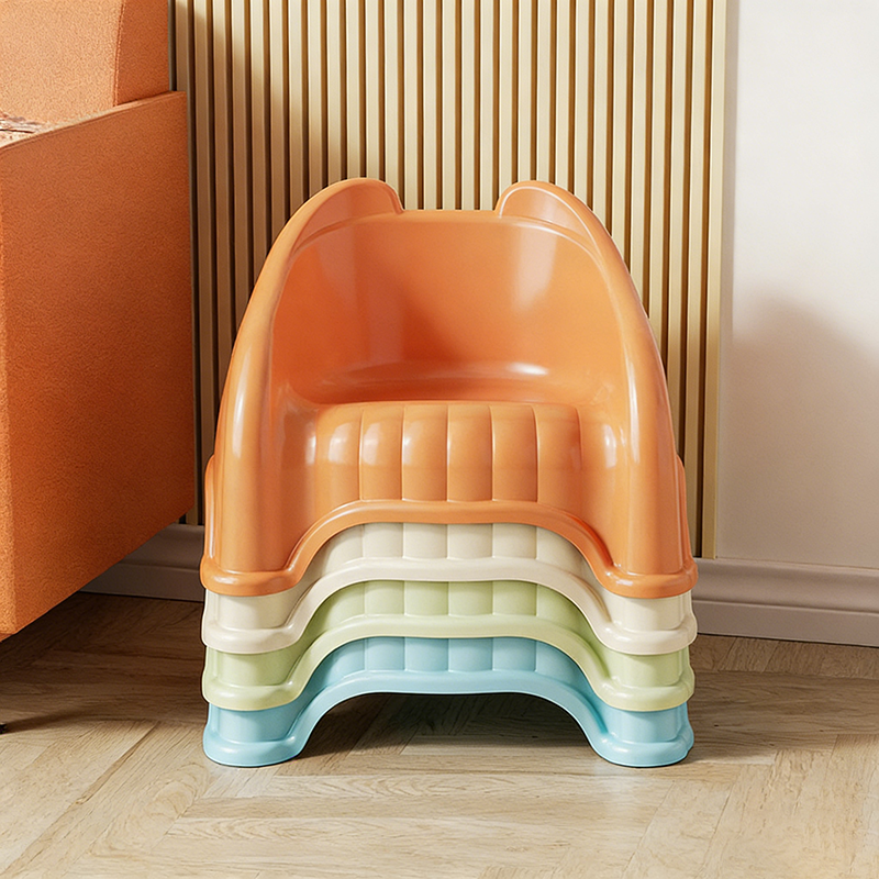 Lumendat Modern Minimalist Curved Bear Design PP Kids Stackable Low Stool Backrest Armless For Living Room Lumendat